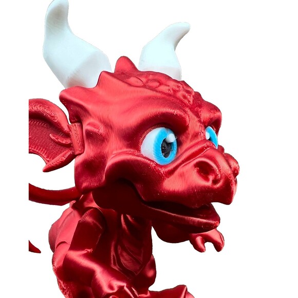 3D Printed Red Dragon Articulated (Head, Wings, Jaw, Arms, Legs, and Tail Moves) - Picture 8 of 12